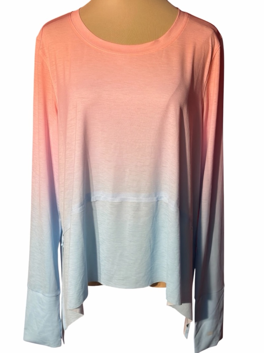 Jadelynn Brooke Pink Blue Ombre Long Sleeve Top Size L